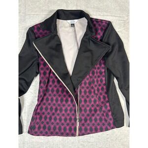 Napa Valley Francisca Women's Black Pink Geometric Print Zipper jacket Size 6